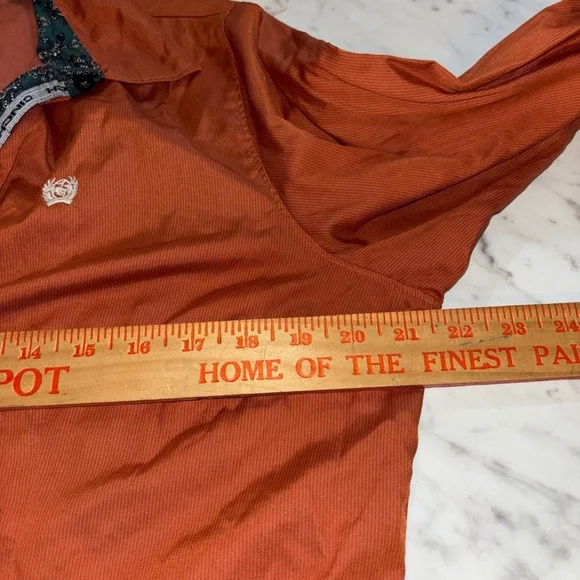 Cinch Womens XL Burnt Orange Rust Paisley Trim Button Down WesternShirt Long Slv - Picture 6 of 9